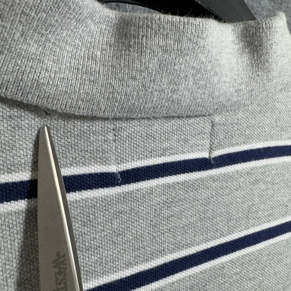 Polo Jeans Company Shirt Mens XL Gray US Flag‎ Blue White Short Sleeve Striped